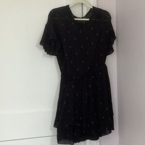 IRO Black Flutter Sleeve Mini Sundress